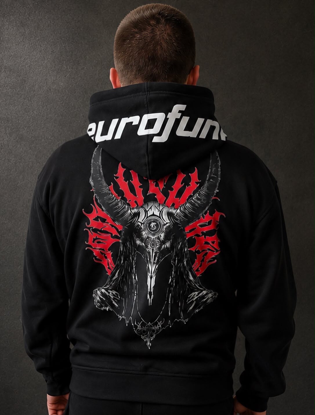 Bluza Neurofunk Grande – tył, nadruk demonicznej czaszki